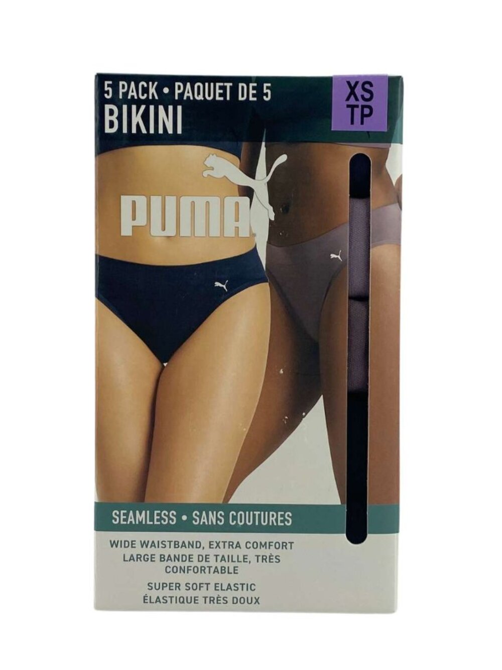 Puma Women's Purple & Black Seamless Bikini Underwear: 5 Pack / Various Sizes